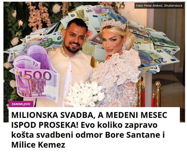 MILIONSKA SVADBA, A MEDENI MESEC ISPOD PROSEKA! Evo koliko zapravo košta svadbeni odmor Bore Santane i Milice Kemez