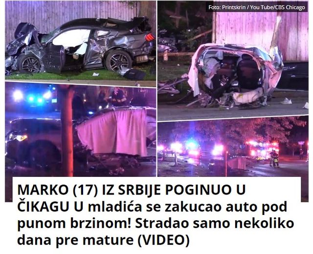 MARKO (17) IZ SRBIJE POGINUO U ČIKAGU U mladića se zakucao auto pod punom brzinom! Stradao samo nekoliko dana pre mature (VIDEO)