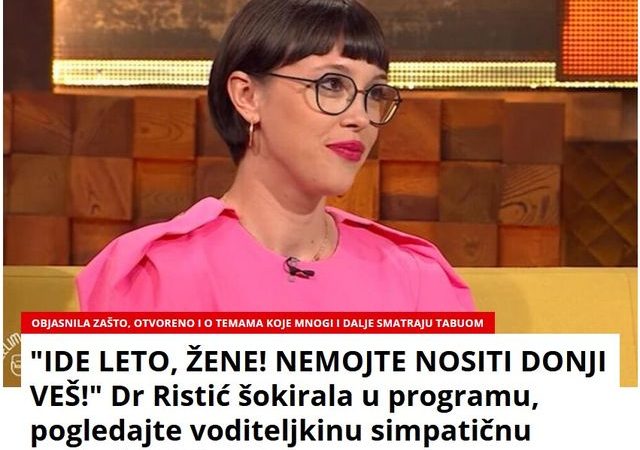 “IDE LETO, ŽENE! NEMOJTE NOSITI DONJI VEŠ!” Dr Ristić šokirala u programu, pogledajte voditeljkinu simpatičnu reakciju! (VIDEO)