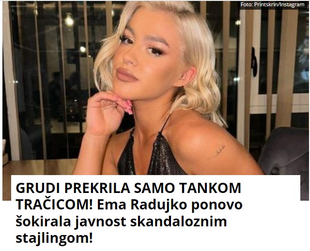 GRUDI PREKRILA SAMO TANKOM TRAČICOM! Ema Radujko ponovo šokirala javnost skandaloznim stajlingom!