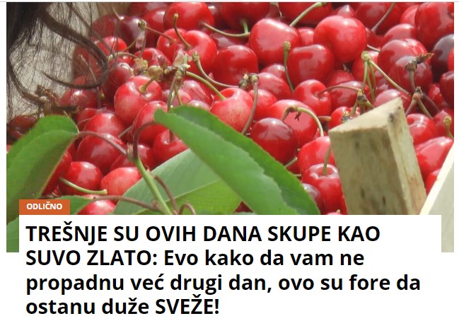 TREŠNJE SU OVIH DANA SKUPE KAO SUVO ZLATO: Evo kako da vam ne propadnu već drugi dan, ovo su fore da ostanu duže SVEŽE!