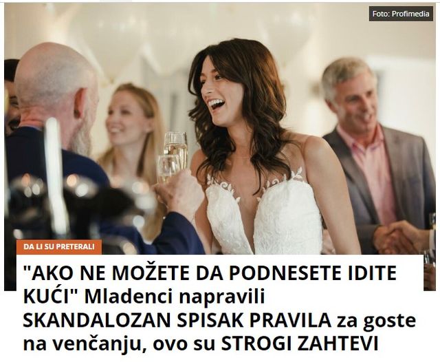 “AKO NE MOŽETE DA PODNESETE IDITE KUĆI” Mladenci napravili SKANDALOZAN SPISAK PRAVILA za goste na venčanju, ovo su STROGI ZAHTEVI