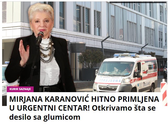 MIRJANA KARANOVIĆ HITNO PRIMLJENA U URGENTNI CENTAR! Otkrivamo šta se desilo sa glumicom