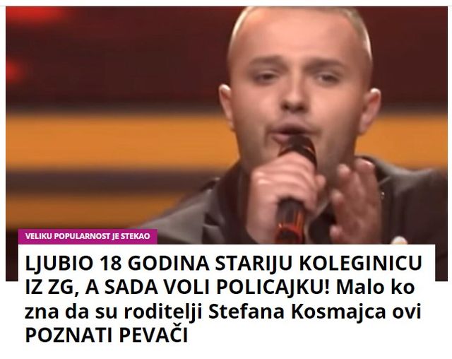 LJUBIO 18 GODINA STARIJU KOLEGINICU IZ ZG, A SADA VOLI POLICAJKU! Malo ko zna da su roditelji Stefana Kosmajca ovi POZNATI PEVAČI