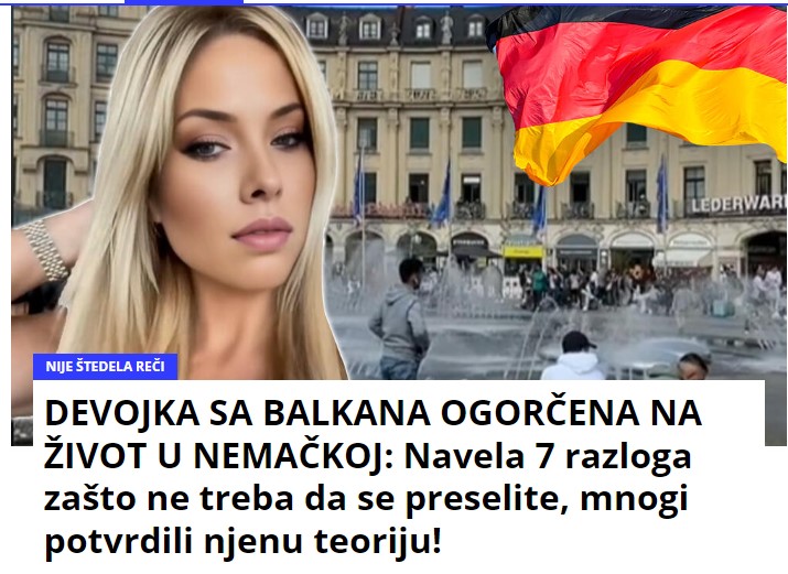 DEVOJKA SA BALKANA OGORČENA NA ŽIVOT U NEMAČKOJ: Navela 7 razloga zašto ne treba da se preselite, mnogi potvrdili njenu teoriju!