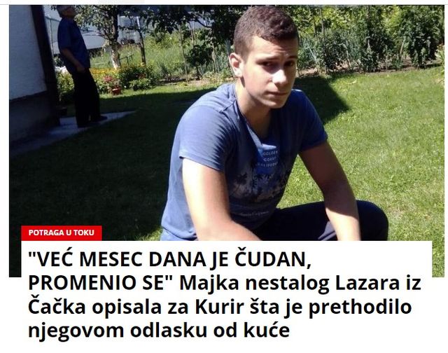 “VEĆ MESEC DANA JE ČUDAN, PROMENIO SE” Majka nestalog mladića iz Čačka opisala za Kurir šta je prethodilo njegovom odlasku od kuće