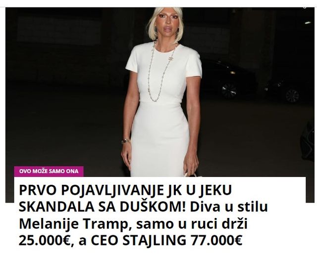 PRVO POJAVLJIVANJE JK U JEKU SKANDALA SA DUŠKOM! Diva u stilu Melanije Tramp, samo u ruci drži 25.000 €, a CEO STAJLING 77.000 €