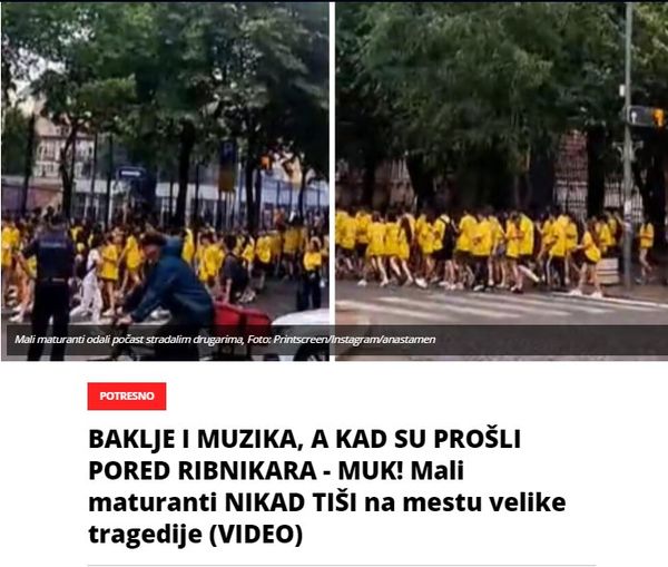 BAKLJE I MUZIKA, A KAD SU PROŠLI PORED RIBNIKARA – MUK! Mali maturanti NIKAD TIŠI na mestu velike tragedije (VIDEO)