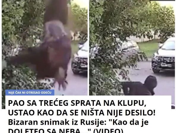 PAO SA TREĆEG SPRATA NA KLUPU, USTAO KAO DA SE NIŠTA NIJE DESILO! Bizaran snimak iz Rusije: “Kao da je DOLETEO SA NEBA…” (VIDEO)