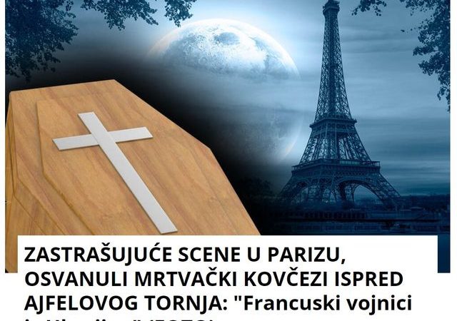 ZASTRAŠUJUĆE SCENE U PARIZU, OSVANULI MRTVAČKI KOVČEZI ISPRED AJFELOVOG TORNJA: “Francuski vojnici iz Ukrajine” (FOTO)