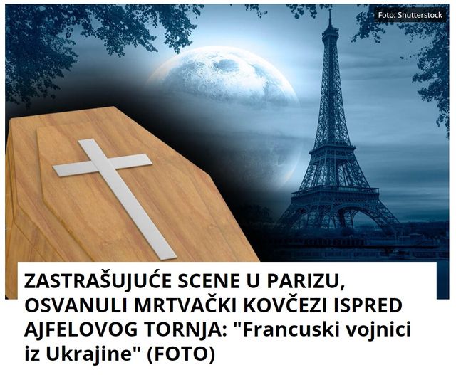 ZASTRAŠUJUĆE SCENE U PARIZU, OSVANULI MRTVAČKI KOVČEZI ISPRED AJFELOVOG TORNJA: “Francuski vojnici iz Ukrajine” (FOTO)