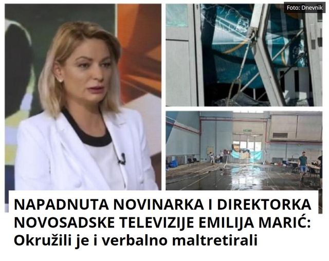 NAPADNUTA NOVINARKA I DIREKTORKA NOVOSADSKE TELEVIZIJE EMILIJA MARIĆ: Okružili je i vеrbalno maltrеtirali