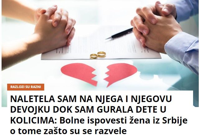 NALETELA SAM NA NJEGA I NJEGOVU DEVOJKU DOK SAM GURALA DETE U KOLICIMA: Bolne ispovesti žena iz Srbije o tome zašto su se razvele