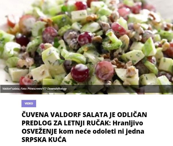 ČUVENA VALDORF SALATA JE ODLIČAN PREDLOG ZA LETNJI RUČAK: Hranljivo OSVEŽENJE kom neće odoleti ni jedna SRPSKA KUĆA