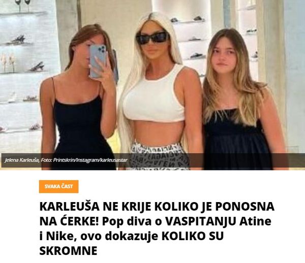 KARLEUŠA NE KRIJE KOLIKO JE PONOSNA NA ĆERKE! Pop diva o VASPITANJU Atine i Nike, ovo dokazuje KOLIKO SU SKROMNE