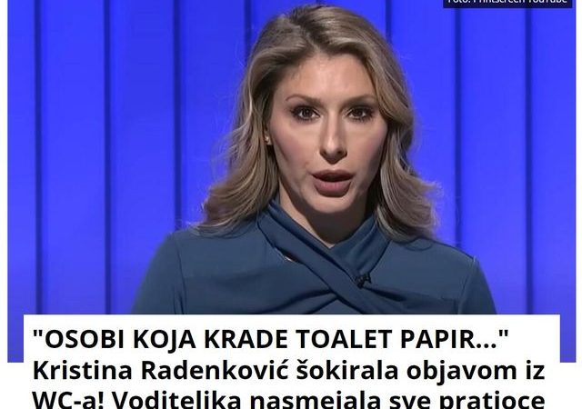 “OSOBI KOJA KRADE TOALET PAPIR…” Kristina Radenković šokirala objavom iz WC-a! Voditeljka nasmejala sve pratioce