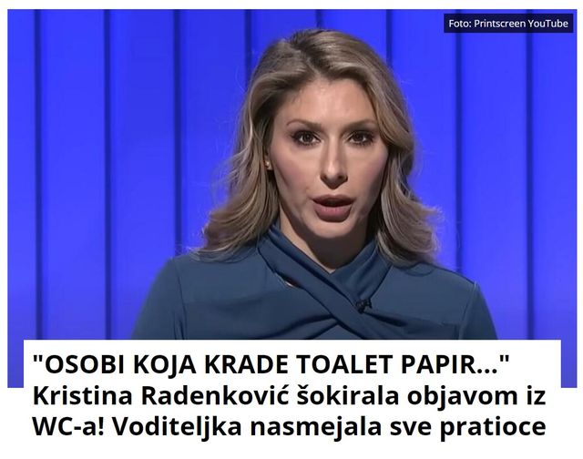 “OSOBI KOJA KRADE TOALET PAPIR…” Kristina Radenković šokirala objavom iz WC-a! Voditeljka nasmejala sve pratioce