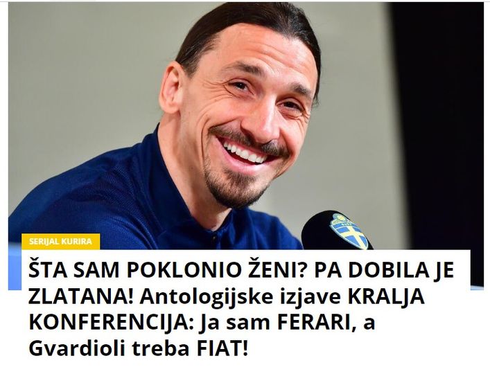 ŠTA SAM POKLONIO ŽENI? PA DOBILA JE ZLATANA! Antologijske izjave KRALJA KONFERENCIJA: Ja sam FERARI, a Gvardioli treba FIAT!