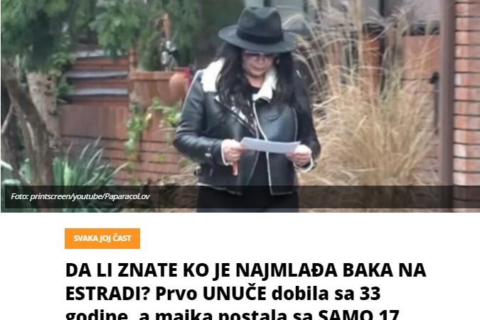 DA LI ZNATE KO JE NAJMLAĐA BAKA NA ESTRADI? Prvo UNUČE dobila sa 33 godine, a majka postala sa SAMO 17