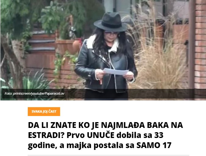 DA LI ZNATE KO JE NAJMLAĐA BAKA NA ESTRADI? Prvo UNUČE dobila sa 33 godine, a majka postala sa SAMO 17