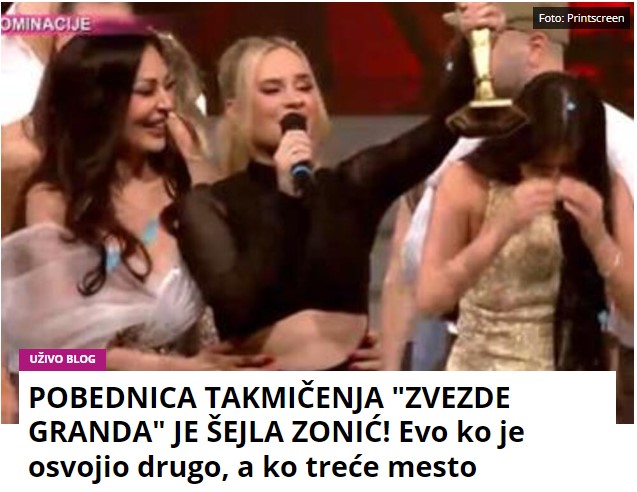 POBEDNICA TAKMIČENJA “ZVEZDE GRANDA” JE ŠEJLA ZONIĆ! Evo ko je osvojio drugo, a ko treće mesto