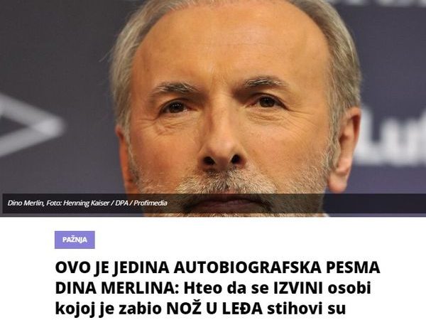 OVO JE JEDINA AUTOBIOGRAFSKA PESMA DINA MERLINA: Hteo da se IZVINI osobi kojoj je zabio NOŽ U LEĐA stihovi su BOLNI