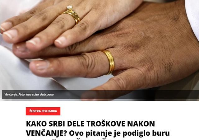 KAKO SRBI DELE TROŠKOVE NAKON VENČANJE ? Ovo pitanje je podiglo buru na mrežama! ŠTA KAŽETE?!