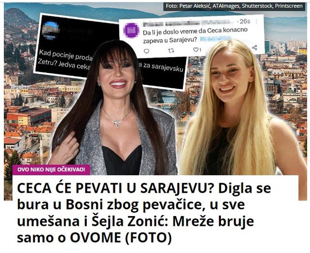 CECA ĆE PEVATI U SARAJEVU? Digla se bura u Bosni zbog pevačice, u sve umešana i Šejla Zonić: Mreže bruje samo o OVOME (FOTO)