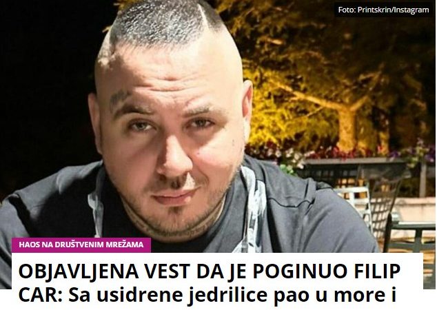 OGLASIO SE FILIP CAR POVODOM LAŽNE VESTI DA JE POGINUO: “Ne sekirajte se, ovakva strvina ne umire tako lako”