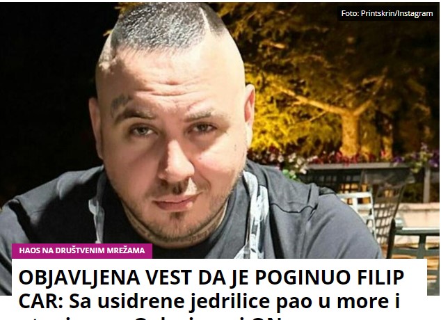 OGLASIO SE FILIP CAR POVODOM LAŽNE VESTI DA JE POGINUO: “Ne sekirajte se, ovakva strvina ne umire tako lako”