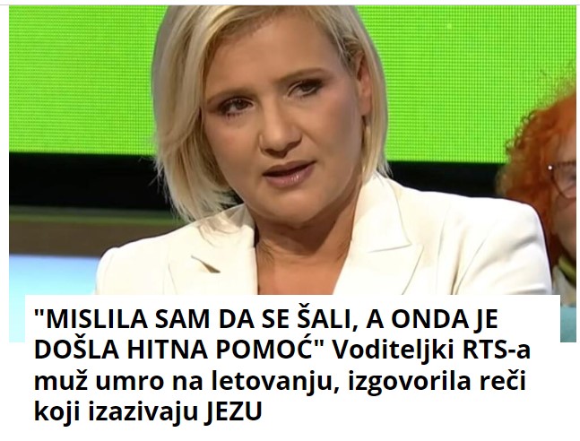 “MISLILA SAM DA SE ŠALI, A ONDA JE DOŠLA HITNA POMOĆ” Voditeljki RTS-a muž umro na letovanju, izgovorila reči koji izazivaju JEZU