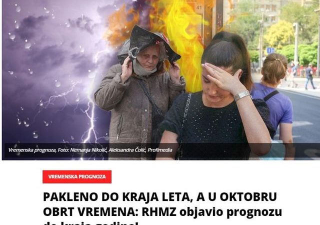 PAKLENO DO KRAJA LETA, A U OKTOBRU OBRT VREMENA: RHMZ objavio prognozu do kraja godine!