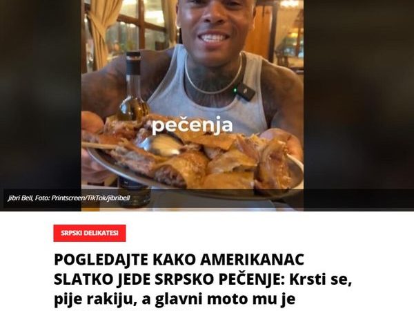 POGLEDAJTE KAKO AMERIKANAC SLATKO JEDE SRPSKO PEČENJE: Krsti se, pije rakiju, a glavni moto mu je “YEBIGA”! (VIDEO)