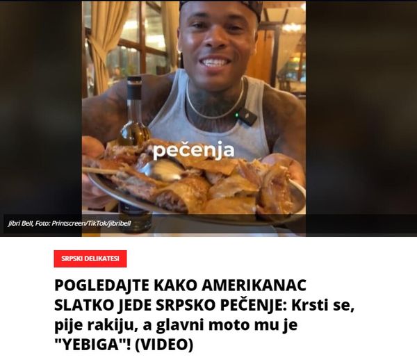 POGLEDAJTE KAKO AMERIKANAC SLATKO JEDE SRPSKO PEČENJE: Krsti se, pije rakiju, a glavni moto mu je “YEBIGA”! (VIDEO)