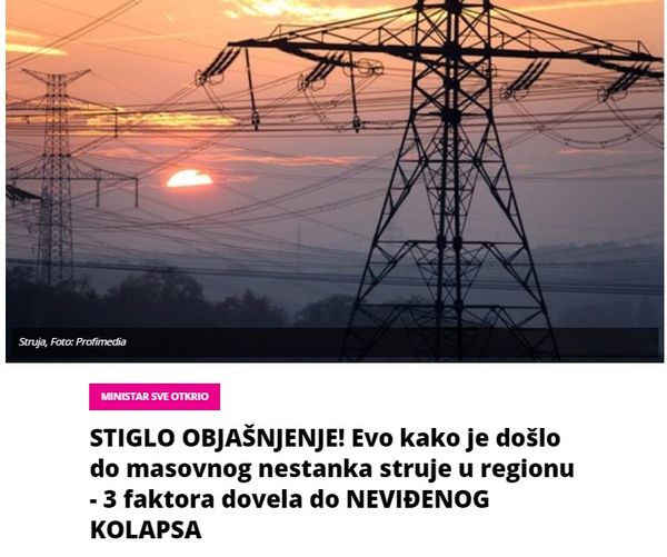 STIGLO OBJAŠNJENJE! Evo kako je došlo do masovnog nestanka struje u regionu – 3 faktora dovela do NEVIĐENOG KOLAPSA