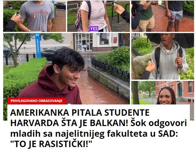 AMERIKANKA PITALA STUDENTE HARVARDA ŠTA JE BALKAN! Šok odgovori mladih sa najelitnijeg fakulteta u SAD: “TO JE RASISTIČKI!”