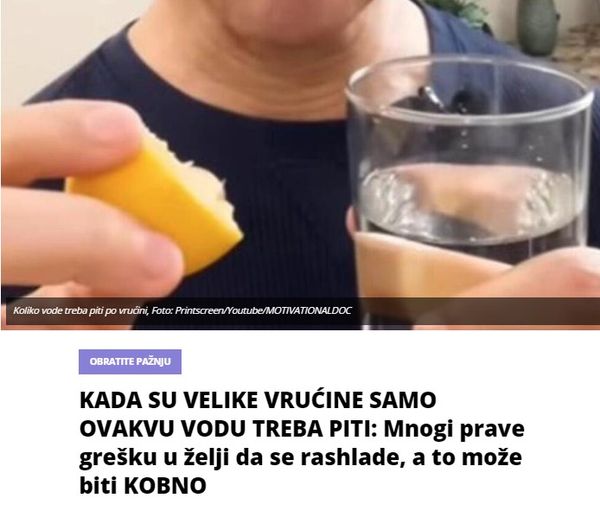 KADA SU VELIKE VRUĆINE SAMO OVAKVU VODU TREBA PITI: Mnogi prave grešku u želji da se rashlade, a to može biti KOBNO