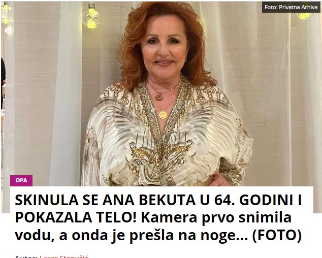 SKINULA SE ANA BEKUTA U 64. GODINI I POKAZALA TELO! Kamera prvo snimila vodu, a onda je prešla na noge… (FOTO)