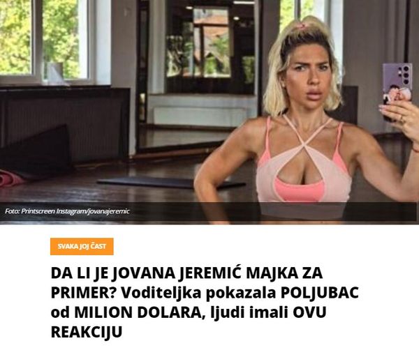 DA LI JE JOVANA JEREMIĆ MAJKA ZA PRIMER? Voditeljka pokazala POLJUBAC od MILION DOLARA, ljudi imali OVU REAKCIJU