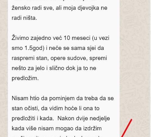 “Nisam muškarac koji očekuje da žensko radi sve, ali…”