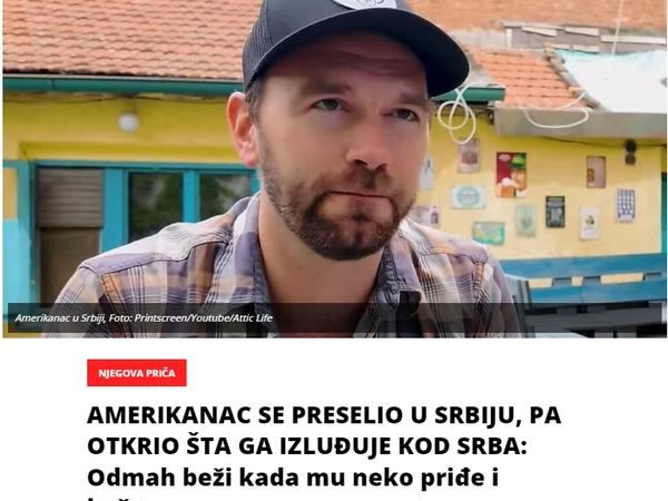 AMERIKANAC SE PRESELIO U SRBIJU, PA OTKRIO ŠTA GA IZLUĐUJE KOD SRBA: Odmah beži kada mu neko priđe i kaže…