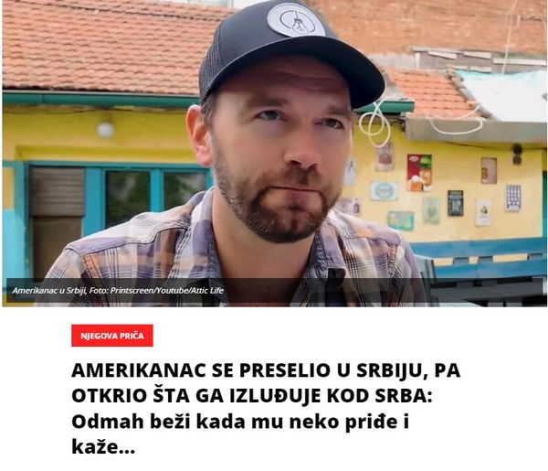 AMERIKANAC SE PRESELIO U SRBIJU, PA OTKRIO ŠTA GA IZLUĐUJE KOD SRBA: Odmah beži kada mu neko priđe i kaže…