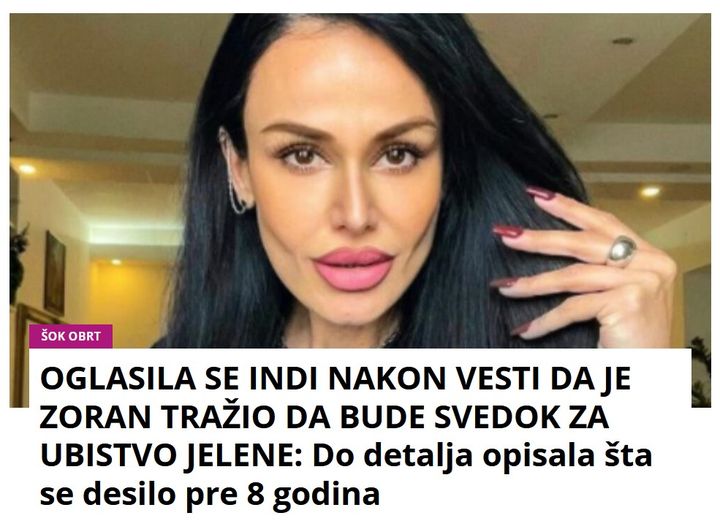 OGLASILA SE INDI NAKON VESTI DA JE ZORAN TRAŽIO DA BUDE SVEDOK ZA UBISTVO JELENE: Do detalja opisala šta se desilo pre 8 godina