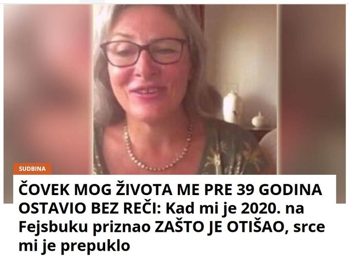 ČOVEK MOG ŽIVOTA ME PRE 39 GODINA OSTAVIO BEZ REČI: Kad mi je 2020. na Fejsbuku priznao ZAŠTO JE OTIŠAO, srce mi je prepuklo