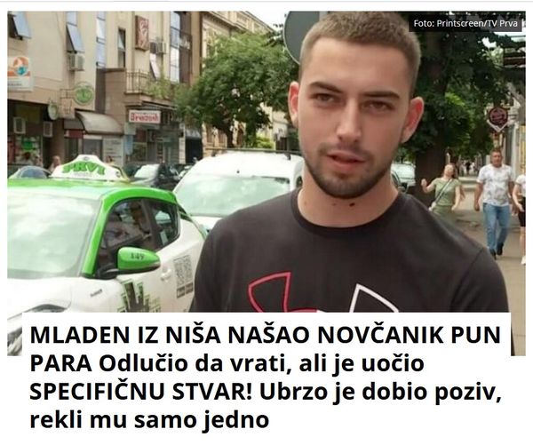 MLADEN IZ NIŠA NAŠAO NOVČANIK PUN PARA Odlučio da vrati, ali je uočio SPECIFIČNU STVAR! Ubrzo je dobio poziv, rekli mu samo jedno