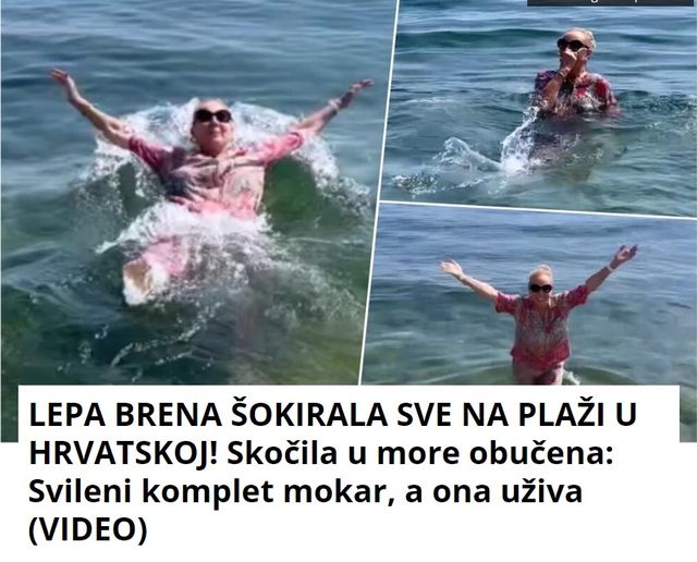 LEPA BRENA ŠOKIRALA SVE NA PLAŽI U HRVATSKOJ! Skočila u more obučena: Svileni komplet mokar, a ona uživa