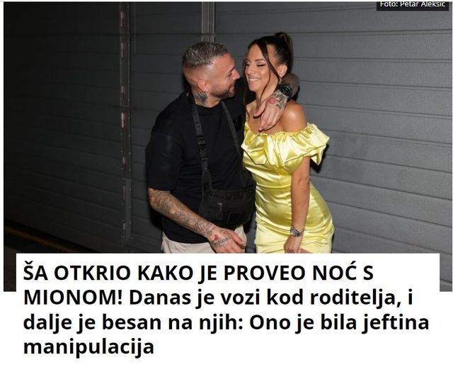 ŠA OTKRIO KAKO JE PROVEO NOĆ S MIONOM! Danas je vozi kod roditelja, i dalje je besan na njih: Ono je bila jeftina manipulacija