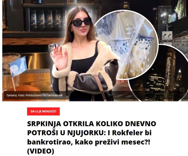 SRPKINJA OTKRILA KOLIKO DNEVNO POTROŠI U NJUJORKU: I Rokfeler bi bankrotirao, kako preživi mesec?! (VIDEO)