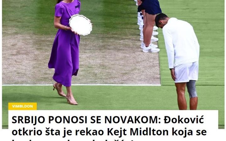 SRBIJO PONOSI SE NOVAKOM: Đoković otkrio šta je rekao Kejt Midlton koja se bori sa opakom bolešću!