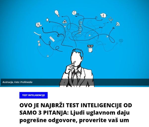 OVO JE NAJBRŽI TEST INTELIGENCIJE OD SAMO 3 PITANJA: Ljudi uglavnom daju pogrešne odgovore, proverite vaš um